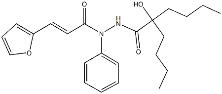 2-butyl-N'-[3-(2-furyl)acryloyl]-2-hydroxy-N'-phenylhexanohydrazide Struktur