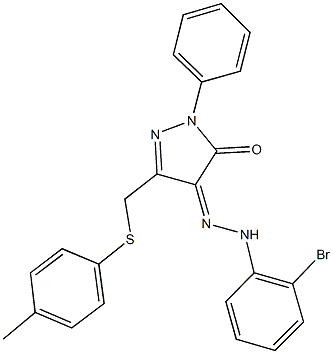 3-{[(4-methylphenyl)sulfanyl]methyl}-1-phenyl-1H-pyrazole-4,5-dione 4-[(2-bromophenyl)hydrazone] Struktur