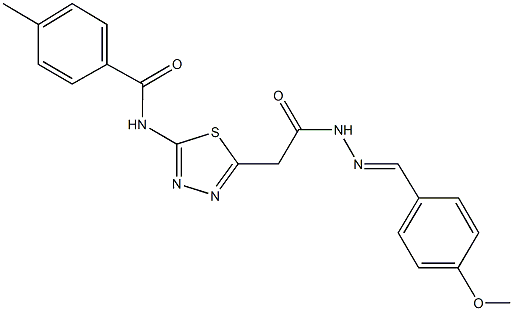 N-(5-{2-[2-(4-methoxybenzylidene)hydrazino]-2-oxoethyl}-1,3,4-thiadiazol-2-yl)-4-methylbenzamide Struktur