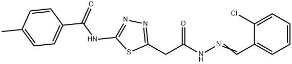 N-(5-{2-[2-(2-chlorobenzylidene)hydrazino]-2-oxoethyl}-1,3,4-thiadiazol-2-yl)-4-methylbenzamide Struktur