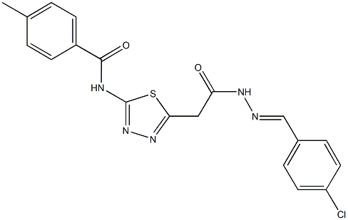 N-(5-{2-[2-(4-chlorobenzylidene)hydrazino]-2-oxoethyl}-1,3,4-thiadiazol-2-yl)-4-methylbenzamide Struktur