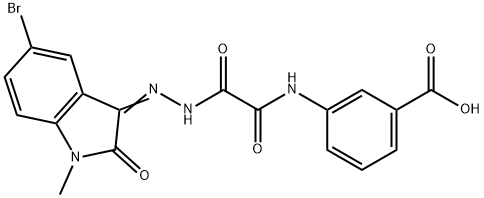 3-{[[2-(5-bromo-1-methyl-2-oxo-1,2-dihydro-3H-indol-3-ylidene)hydrazino](oxo)acetyl]amino}benzoic acid Struktur