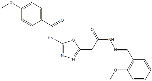 4-methoxy-N-(5-{2-[2-(2-methoxybenzylidene)hydrazino]-2-oxoethyl}-1,3,4-thiadiazol-2-yl)benzamide Struktur