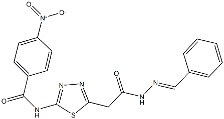 N-{5-[2-(2-benzylidenehydrazino)-2-oxoethyl]-1,3,4-thiadiazol-2-yl}-4-nitrobenzamide Struktur