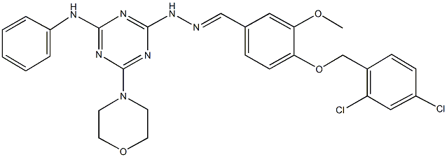 4-[(2,4-dichlorobenzyl)oxy]-3-methoxybenzaldehyde (4-anilino-6-morpholin-4-yl-1,3,5-triazin-2-yl)hydrazone Struktur