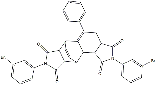 5,14-bis(3-bromophenyl)-9-phenyl-5,14-diazapentacyclo[9.5.2.0~2,10~.0~3,7~.0~12,16~]octadeca-9,17-diene-4,6,13,15-tetrone Struktur