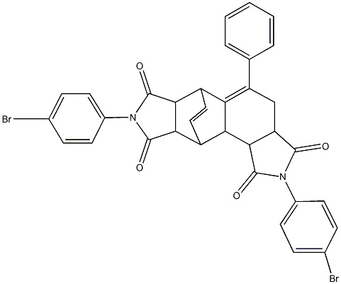 5,14-bis(4-bromophenyl)-9-phenyl-5,14-diazapentacyclo[9.5.2.0~2,10~.0~3,7~.0~12,16~]octadeca-9,17-diene-4,6,13,15-tetrone Struktur