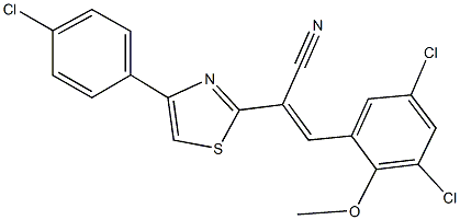 2-[4-(4-chlorophenyl)-1,3-thiazol-2-yl]-3-(3,5-dichloro-2-methoxyphenyl)acrylonitrile Struktur