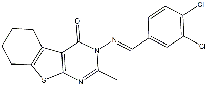 3-[(3,4-dichlorobenzylidene)amino]-2-methyl-5,6,7,8-tetrahydro[1]benzothieno[2,3-d]pyrimidin-4(3H)-one Struktur