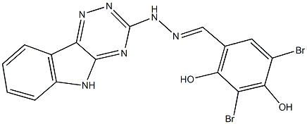 3,5-dibromo-2,4-dihydroxybenzaldehyde 5H-[1,2,4]triazino[5,6-b]indol-3-ylhydrazone Struktur