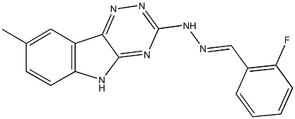 2-fluorobenzaldehyde (8-methyl-5H-[1,2,4]triazino[5,6-b]indol-3-yl)hydrazone Struktur