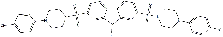 2,7-bis{[4-(4-chlorophenyl)-1-piperazinyl]sulfonyl}-9H-fluoren-9-one Struktur