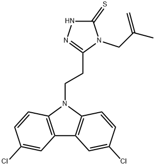 5-[2-(3,6-dichloro-9H-carbazol-9-yl)ethyl]-4-(2-methyl-2-propenyl)-4H-1,2,4-triazole-3-thiol Struktur