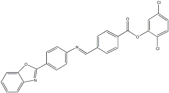 2,5-dichlorophenyl 4-({[4-(1,3-benzoxazol-2-yl)phenyl]imino}methyl)benzoate Struktur