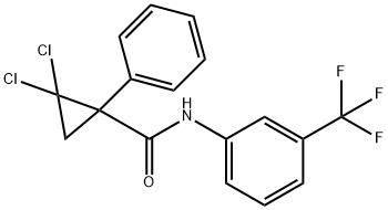 2,2-dichloro-1-phenyl-N-[3-(trifluoromethyl)phenyl]cyclopropanecarboxamide Struktur