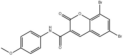 6,8-dibromo-N-(4-methoxyphenyl)-2-oxo-2H-chromene-3-carboxamide Struktur