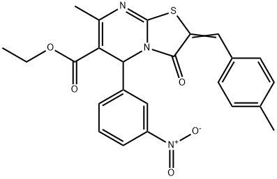 ethyl 5-{3-nitrophenyl}-7-methyl-2-(4-methylbenzylidene)-3-oxo-2,3-dihydro-5H-[1,3]thiazolo[3,2-a]pyrimidine-6-carboxylate Struktur