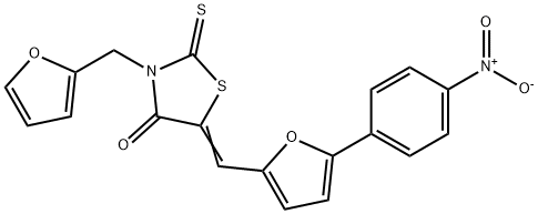 3-(2-furylmethyl)-5-[(5-{4-nitrophenyl}-2-furyl)methylene]-2-thioxo-1,3-thiazolidin-4-one Struktur