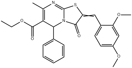 ethyl 2-(2,4-dimethoxybenzylidene)-7-methyl-3-oxo-5-phenyl-2,3-dihydro-5H-[1,3]thiazolo[3,2-a]pyrimidine-6-carboxylate Struktur