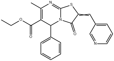 ethyl 7-methyl-3-oxo-5-phenyl-2-(3-pyridinylmethylene)-2,3-dihydro-5H-[1,3]thiazolo[3,2-a]pyrimidine-6-carboxylate Struktur