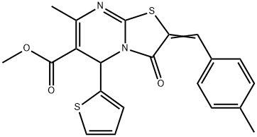 methyl 7-methyl-2-(4-methylbenzylidene)-3-oxo-5-(2-thienyl)-2,3-dihydro-5H-[1,3]thiazolo[3,2-a]pyrimidine-6-carboxylate Struktur