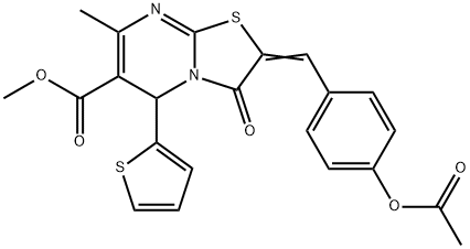 methyl 2-[4-(acetyloxy)benzylidene]-7-methyl-3-oxo-5-(2-thienyl)-2,3-dihydro-5H-[1,3]thiazolo[3,2-a]pyrimidine-6-carboxylate Struktur