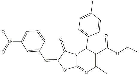 ethyl 2-{3-nitrobenzylidene}-7-methyl-5-(4-methylphenyl)-3-oxo-2,3-dihydro-5H-[1,3]thiazolo[3,2-a]pyrimidine-6-carboxylate Struktur