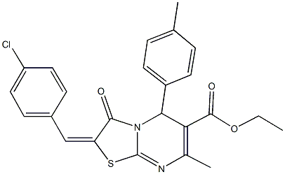 ethyl 2-(4-chlorobenzylidene)-7-methyl-5-(4-methylphenyl)-3-oxo-2,3-dihydro-5H-[1,3]thiazolo[3,2-a]pyrimidine-6-carboxylate Struktur