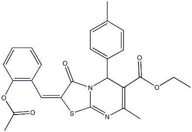 ethyl 2-[2-(acetyloxy)benzylidene]-7-methyl-5-(4-methylphenyl)-3-oxo-2,3-dihydro-5H-[1,3]thiazolo[3,2-a]pyrimidine-6-carboxylate Struktur