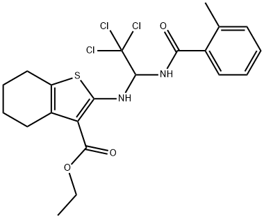 ethyl 2-({2,2,2-trichloro-1-[(2-methylbenzoyl)amino]ethyl}amino)-4,5,6,7-tetrahydro-1-benzothiophene-3-carboxylate Struktur