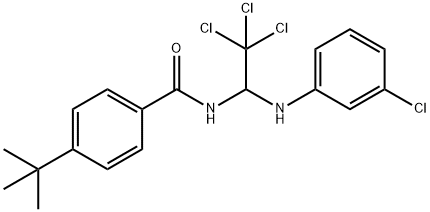 4-tert-butyl-N-[2,2,2-trichloro-1-(3-chloroanilino)ethyl]benzamide Struktur