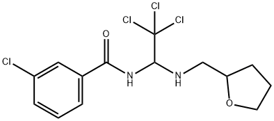 3-chloro-N-{2,2,2-trichloro-1-[(tetrahydrofuran-2-ylmethyl)amino]ethyl}benzamide Struktur