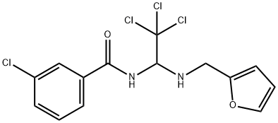 3-chloro-N-{2,2,2-trichloro-1-[(2-furylmethyl)amino]ethyl}benzamide Struktur