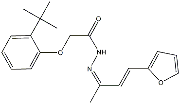 2-(2-tert-butylphenoxy)-N'-[3-(2-furyl)-1-methyl-2-propenylidene]acetohydrazide Struktur