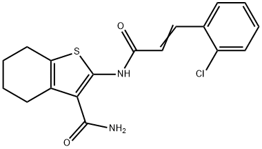 2-{[3-(2-chlorophenyl)acryloyl]amino}-4,5,6,7-tetrahydro-1-benzothiophene-3-carboxamide Struktur