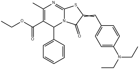 ethyl 2-[4-(diethylamino)benzylidene]-7-methyl-3-oxo-5-phenyl-2,3-dihydro-5H-[1,3]thiazolo[3,2-a]pyrimidine-6-carboxylate Struktur