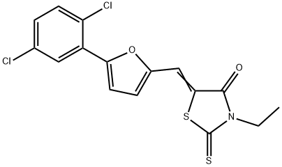 5-{[5-(2,5-dichlorophenyl)-2-furyl]methylene}-3-ethyl-2-thioxo-1,3-thiazolidin-4-one Struktur