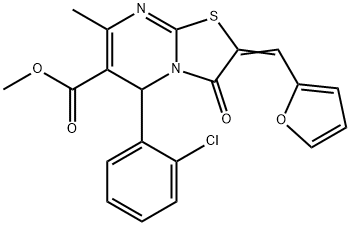 methyl 5-(2-chlorophenyl)-2-(2-furylmethylene)-7-methyl-3-oxo-2,3-dihydro-5H-[1,3]thiazolo[3,2-a]pyrimidine-6-carboxylate Struktur