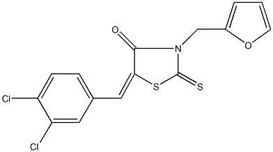 5-(3,4-dichlorobenzylidene)-3-(2-furylmethyl)-2-thioxo-1,3-thiazolidin-4-one Struktur