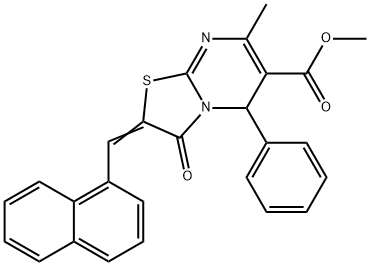 methyl 7-methyl-2-(1-naphthylmethylene)-3-oxo-5-phenyl-2,3-dihydro-5H-[1,3]thiazolo[3,2-a]pyrimidine-6-carboxylate Struktur