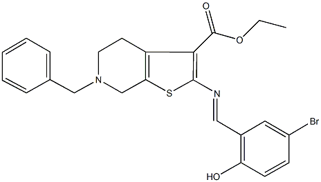 ethyl 6-benzyl-2-[(5-bromo-2-hydroxybenzylidene)amino]-4,5,6,7-tetrahydrothieno[2,3-c]pyridine-3-carboxylate Struktur