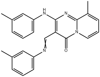 9-methyl-3-{[(3-methylphenyl)imino]methyl}-2-(3-toluidino)-4H-pyrido[1,2-a]pyrimidin-4-one Struktur