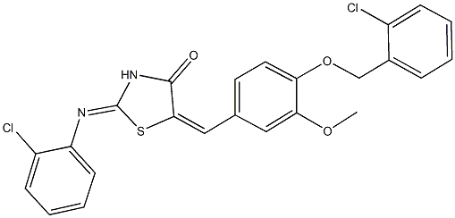 5-{4-[(2-chlorobenzyl)oxy]-3-methoxybenzylidene}-2-[(2-chlorophenyl)imino]-1,3-thiazolidin-4-one Struktur