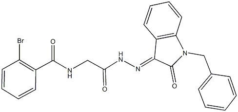 N-{2-[2-(1-benzyl-2-oxo-1,2-dihydro-3H-indol-3-ylidene)hydrazino]-2-oxoethyl}-2-bromobenzamide Struktur