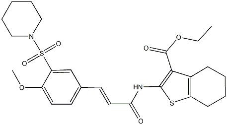 ethyl 2-({3-[4-methoxy-3-(1-piperidinylsulfonyl)phenyl]acryloyl}amino)-4,5,6,7-tetrahydro-1-benzothiophene-3-carboxylate Struktur