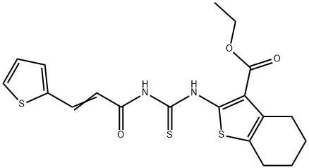 ethyl 2-[({[3-(2-thienyl)acryloyl]amino}carbothioyl)amino]-4,5,6,7-tetrahydro-1-benzothiophene-3-carboxylate Struktur