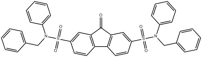 9-oxo-N~2~,N~7~-diphenyl-N~2~,N~7~-bis(phenylmethyl)-9H-fluorene-2,7-disulfonamide Struktur