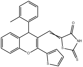 5-{[4-(2-methylphenyl)-2-(2-thienyl)-4H-chromen-3-yl]methylene}-2-thioxo-1,3-thiazolidin-4-one Struktur