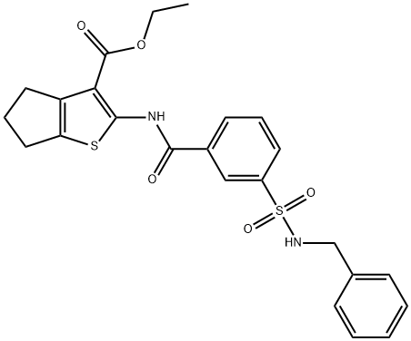 ethyl 2-({3-[(benzylamino)sulfonyl]benzoyl}amino)-5,6-dihydro-4H-cyclopenta[b]thiophene-3-carboxylate Struktur