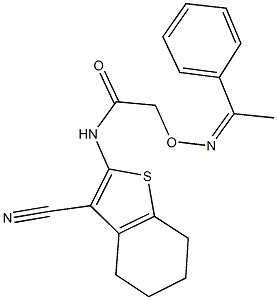 N-(3-cyano-4,5,6,7-tetrahydro-1-benzothien-2-yl)-2-{[(1-phenylethylidene)amino]oxy}acetamide Struktur